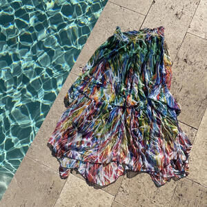Multicolored Maxi Vacation Skirt by Alberto Makali - XL